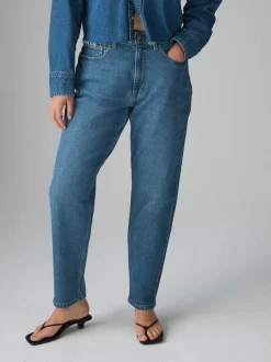 Donkerblauw - Hourglass comfortabele mom jeans met stretch en stretch