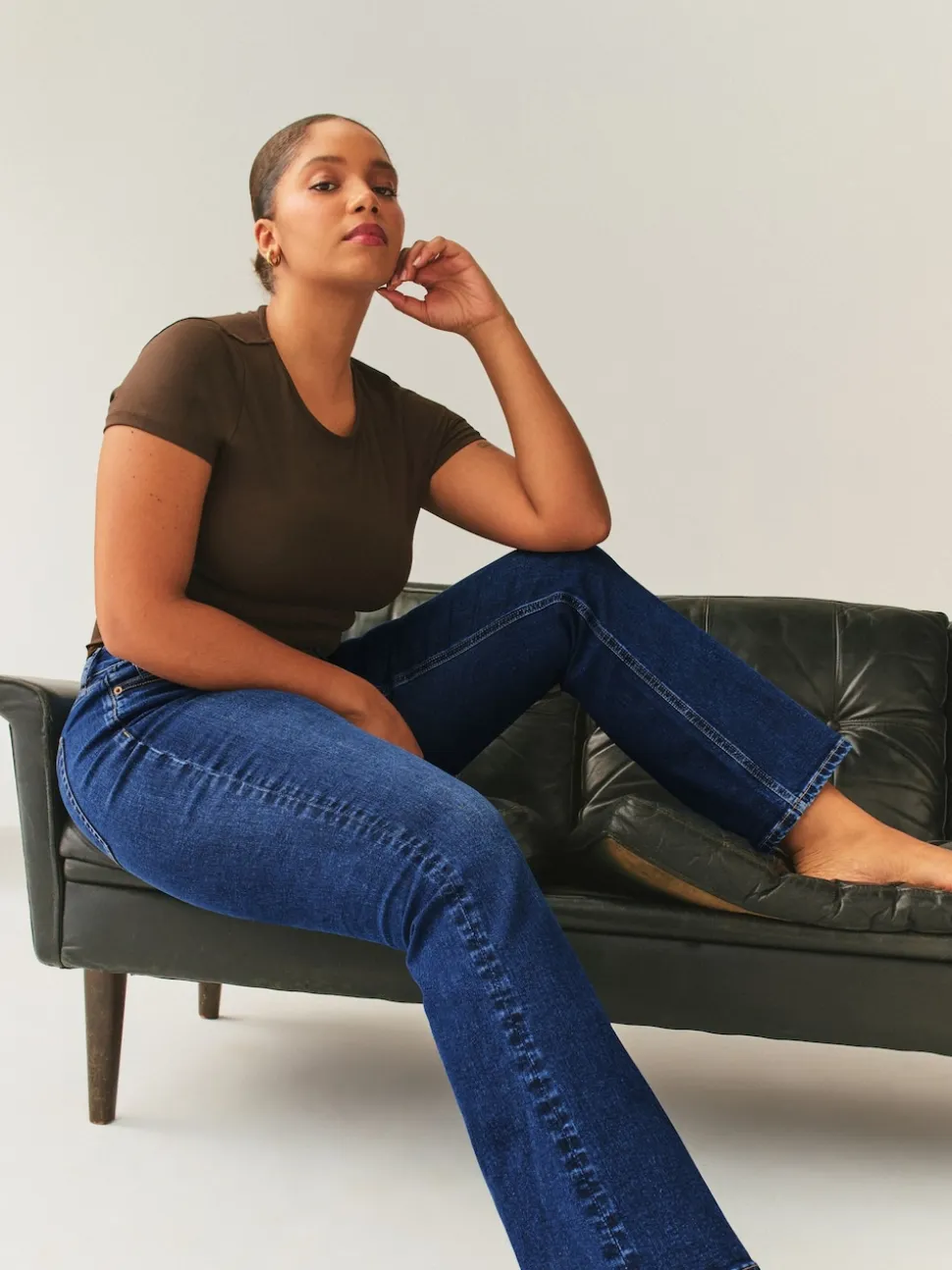 Donkerblauw - Hourglass Stretch Bootcut Denim Jeans