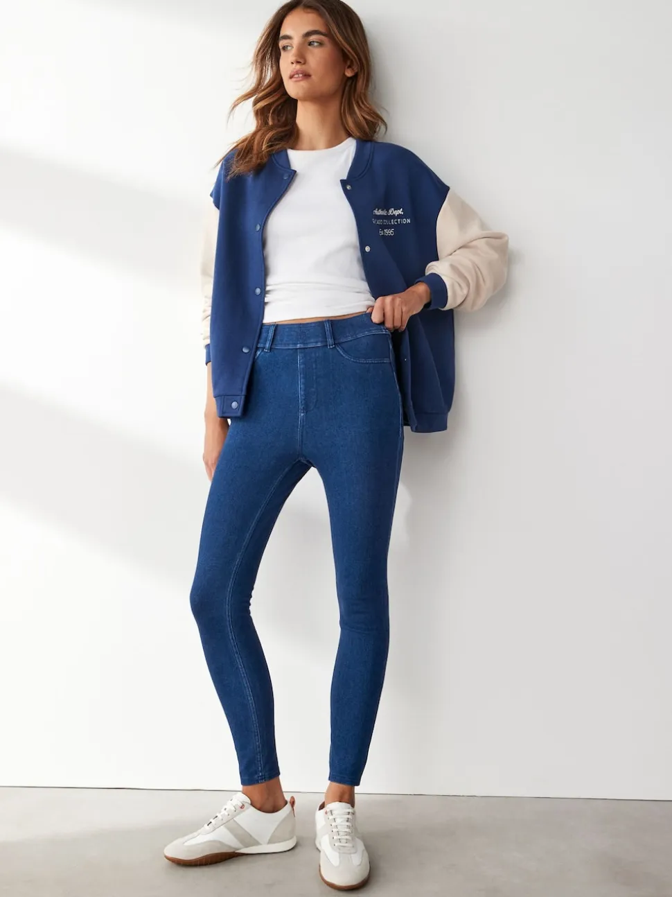Donkerblauw - Lange jersey denim leggings
