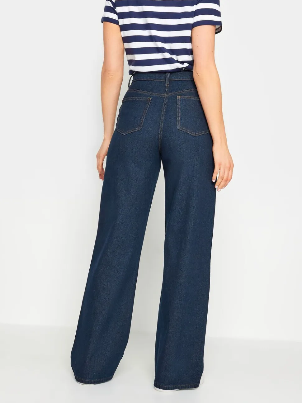 Donkerblauw - Long Tall Sally jeans met wijde pijpen van 100% katoen