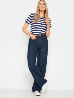 Donkerblauw - Long Tall Sally jeans met wijde pijpen van 100% katoen