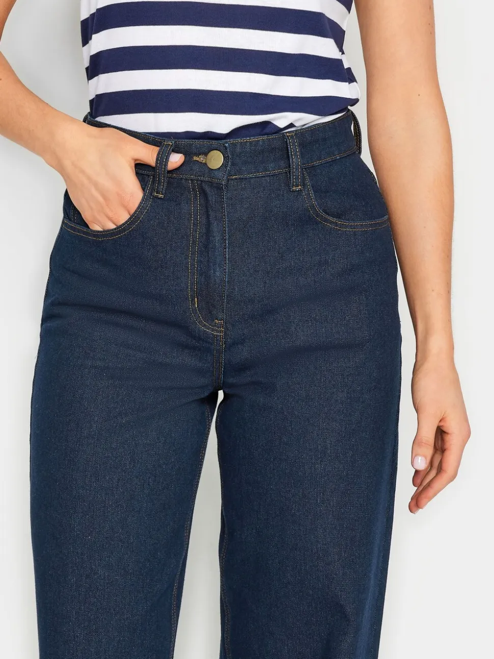 Donkerblauw - Long Tall Sally jeans met wijde pijpen van 100% katoen