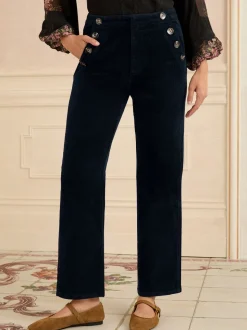 Donkerblauw - Love & Roses Corduroy Rechte Broek