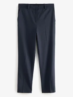 Donkerblauw - Maatgesneden slim fit broek van stevige stof