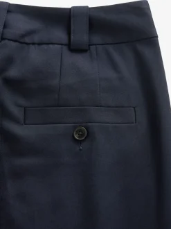 Donkerblauw - Maatgesneden slim fit broek van stevige stof