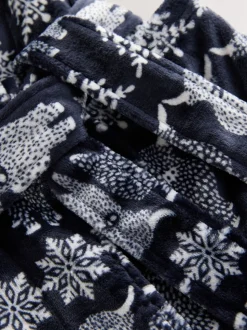 Donkerblauw - Matching Family Christmas Fairisle pattern Hamish The Highland Cow Dressing Gown