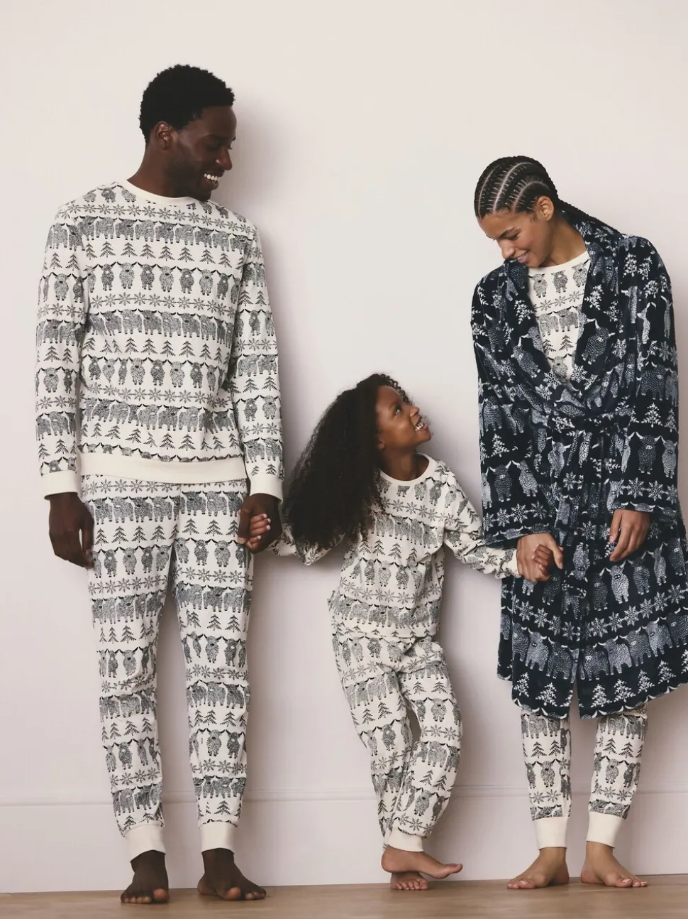 Donkerblauw - Matching Family Christmas Fairisle pattern Hamish The Highland Cow Dressing Gown