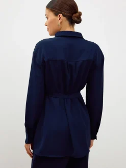 Donkerblauw - Maternity Belted Shirt