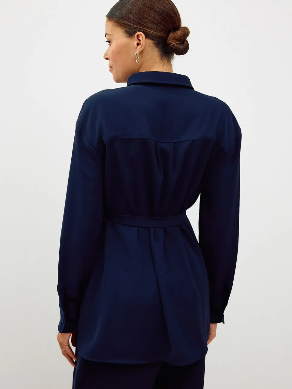 Donkerblauw - Maternity Belted Shirt