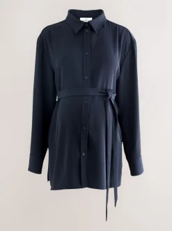 Donkerblauw - Maternity Belted Shirt