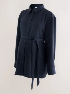 Donkerblauw - Maternity Belted Shirt