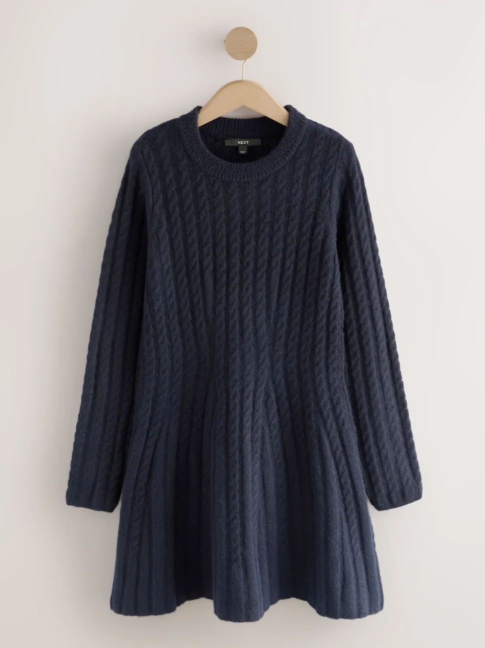Donkerblauw - Mini-trui-jurk met kabelpatroon