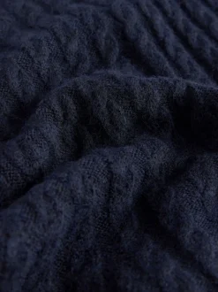 Donkerblauw - Mini-trui-jurk met kabelpatroon