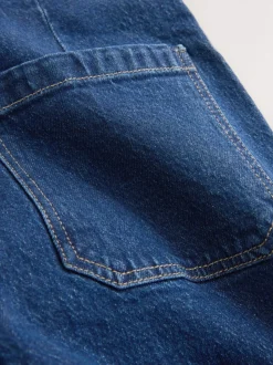 Donkerblauw - N Premium Hoog-Rijzige Comfort stretchy Jeans met Opgestikte Zakken en Wijde Pijpen