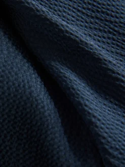 Donkerblauw - Satijnen halter mouwloze midi-jurk met textuur