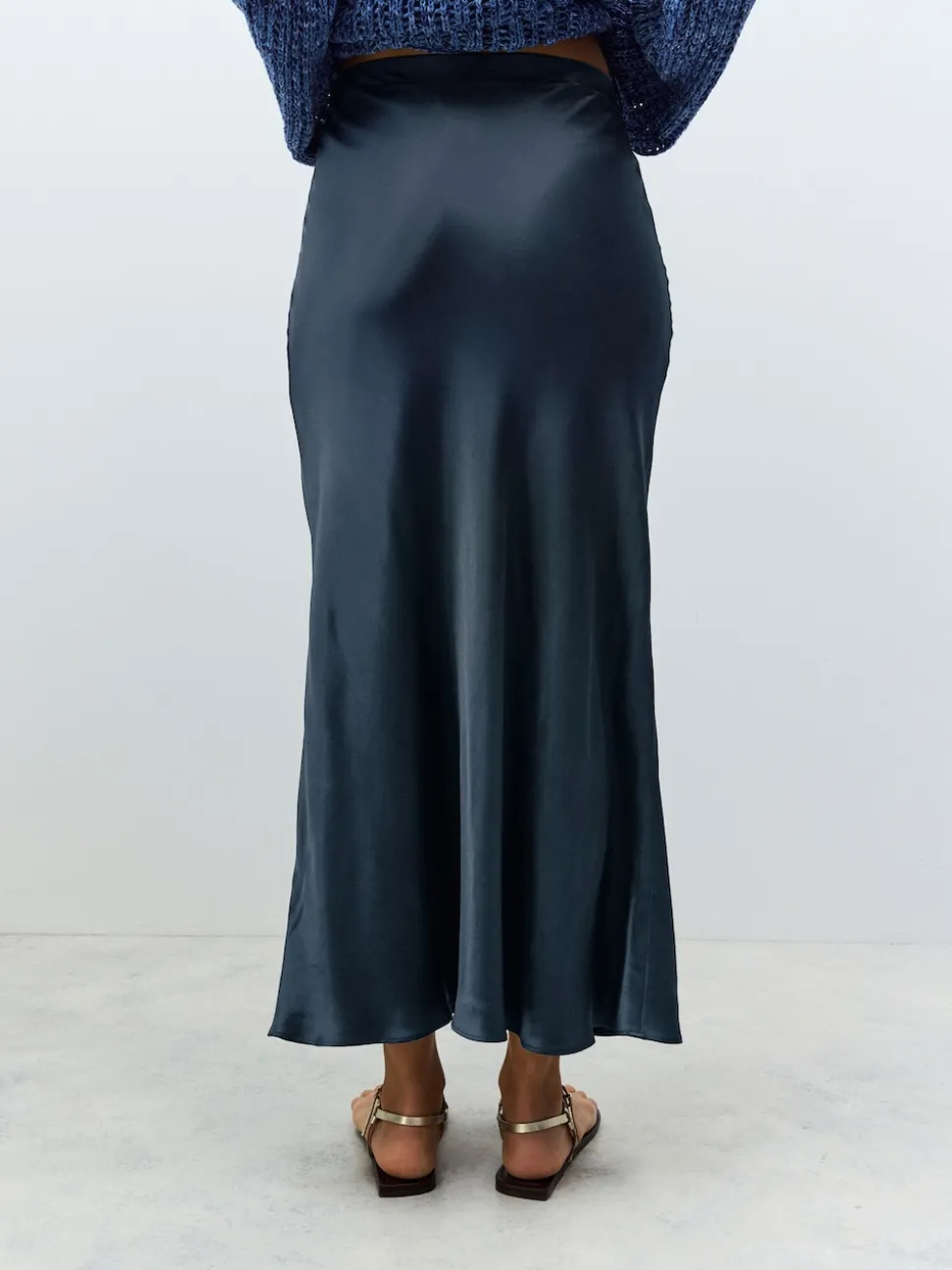 Donkerblauw - Satijnen midirok