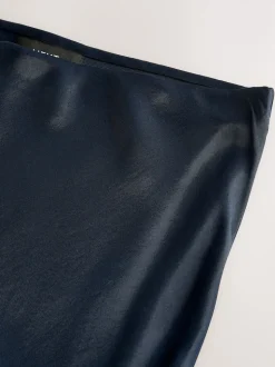 Donkerblauw - Satijnen midirok