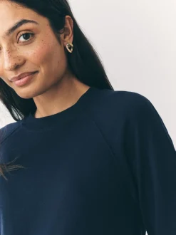 Donkerblauw - Soft Touch Ronde hals Katoen Rijke Trui