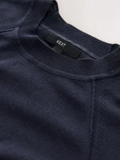 Donkerblauw - Soft Touch Ronde hals Katoen Rijke Trui