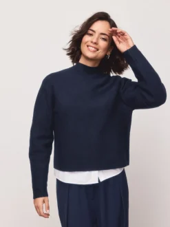 Donkerblauw - Supersoft High Neck Seam Detail Jumper