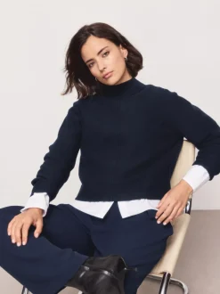 Donkerblauw - Supersoft High Neck Seam Detail Jumper