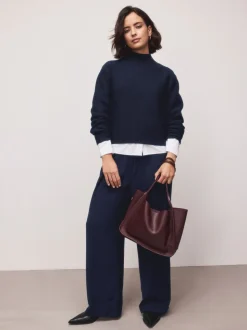 Donkerblauw - Supersoft High Neck Seam Detail Jumper