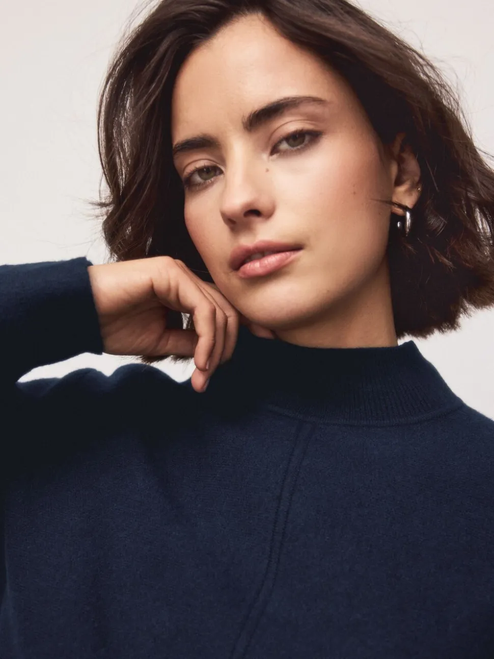 Donkerblauw - Supersoft High Neck Seam Detail Jumper
