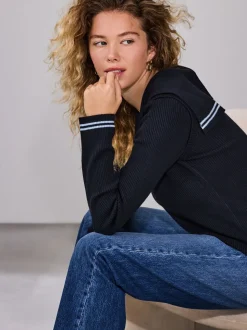 Donkerblauw - Supersoft Sailor Collar Layered Jumper