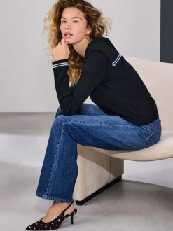 Donkerblauw - Supersoft Sailor Collar Layered Jumper