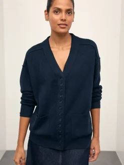 Donkerblauw - Superzacht V-hals vest met zakken