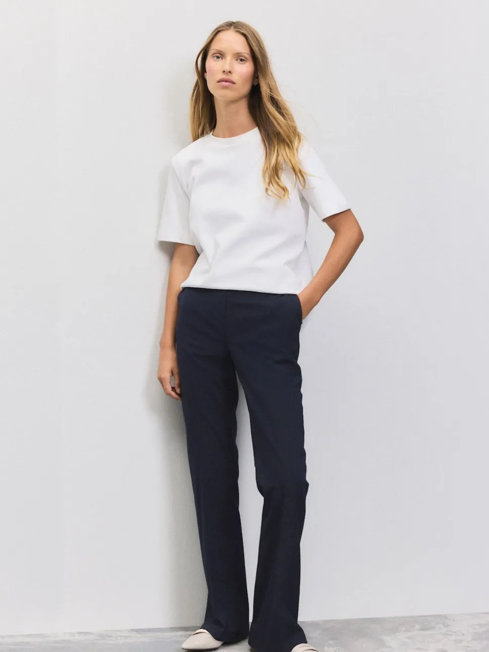Donkerblauw - Tailored Bootcut Trousers With Wool