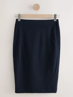 Donkerblauw - Tailored Pencil Skirt With Wool