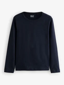 Donkerblauw - T-shirt met lange mouwen en ronde hals