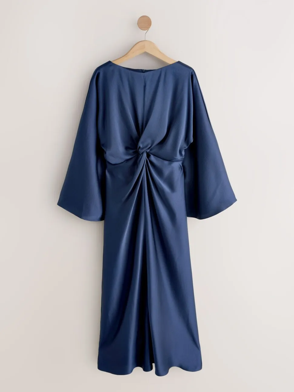 Donkerblauw - Twist Front Long Sleeve Satin Maxi Dress