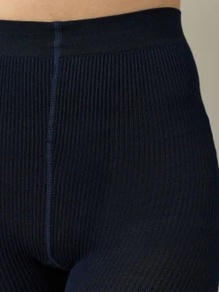 Donkerblauw - Warm Handle Knitted Cable Tights 1 Pack