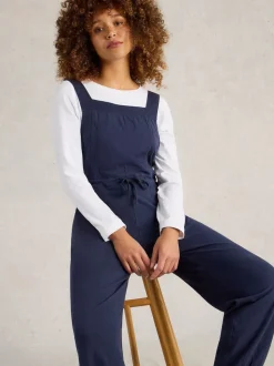 Donkerblauw - White Stuff Dungarees van jersey, 100% katoen, Daphne