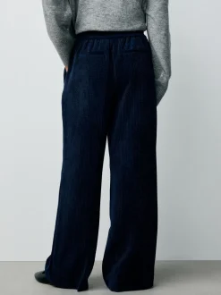Donkerblauw - Wijde pijpen zachte corduroy broeken