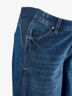 Donkerblauw - Zwangerschapsjeans met wijde pijpen van 100% katoen