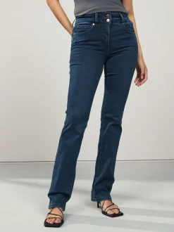 Donkerblauw denim - Lift, slim en shape jeans met bootcut