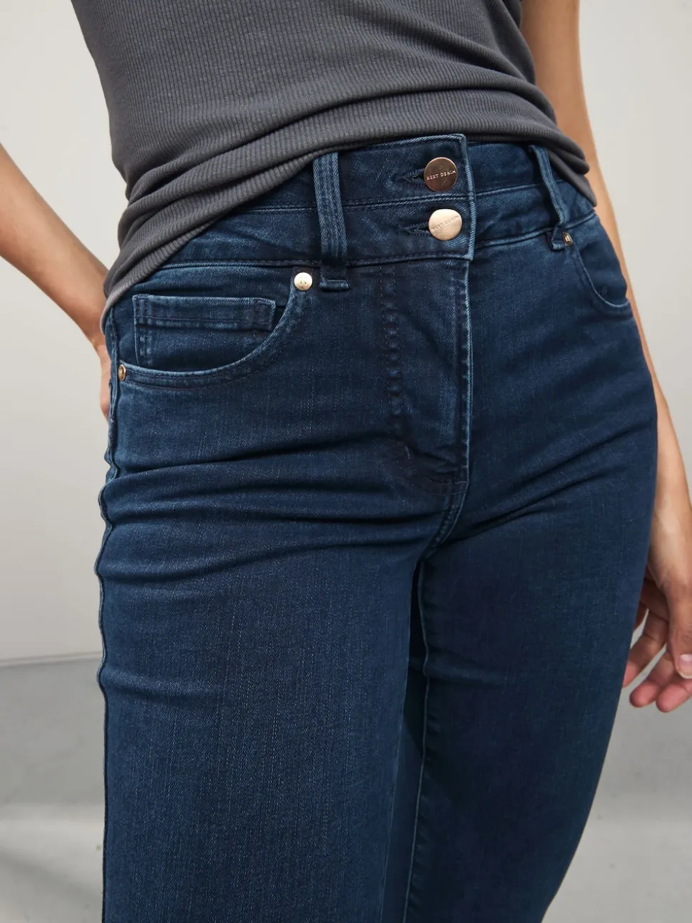 Donkerblauw denim - Lift, slim en shape jeans met bootcut