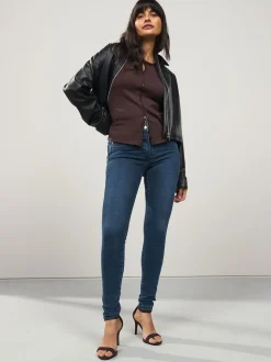 Donkerblauw denim - Skinny jeans met verlengings- en afslankeffect