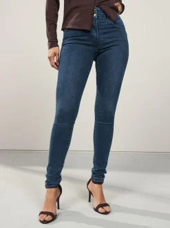 Donkerblauw denim - Skinny jeans met verlengings- en afslankeffect
