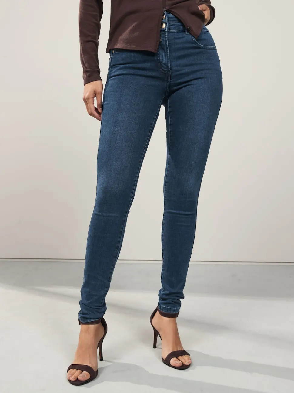 Donkerblauw denim - Skinny jeans met verlengings- en afslankeffect