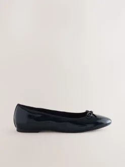 Donkerblauw lakleer - Ballerina's met ronde neus
