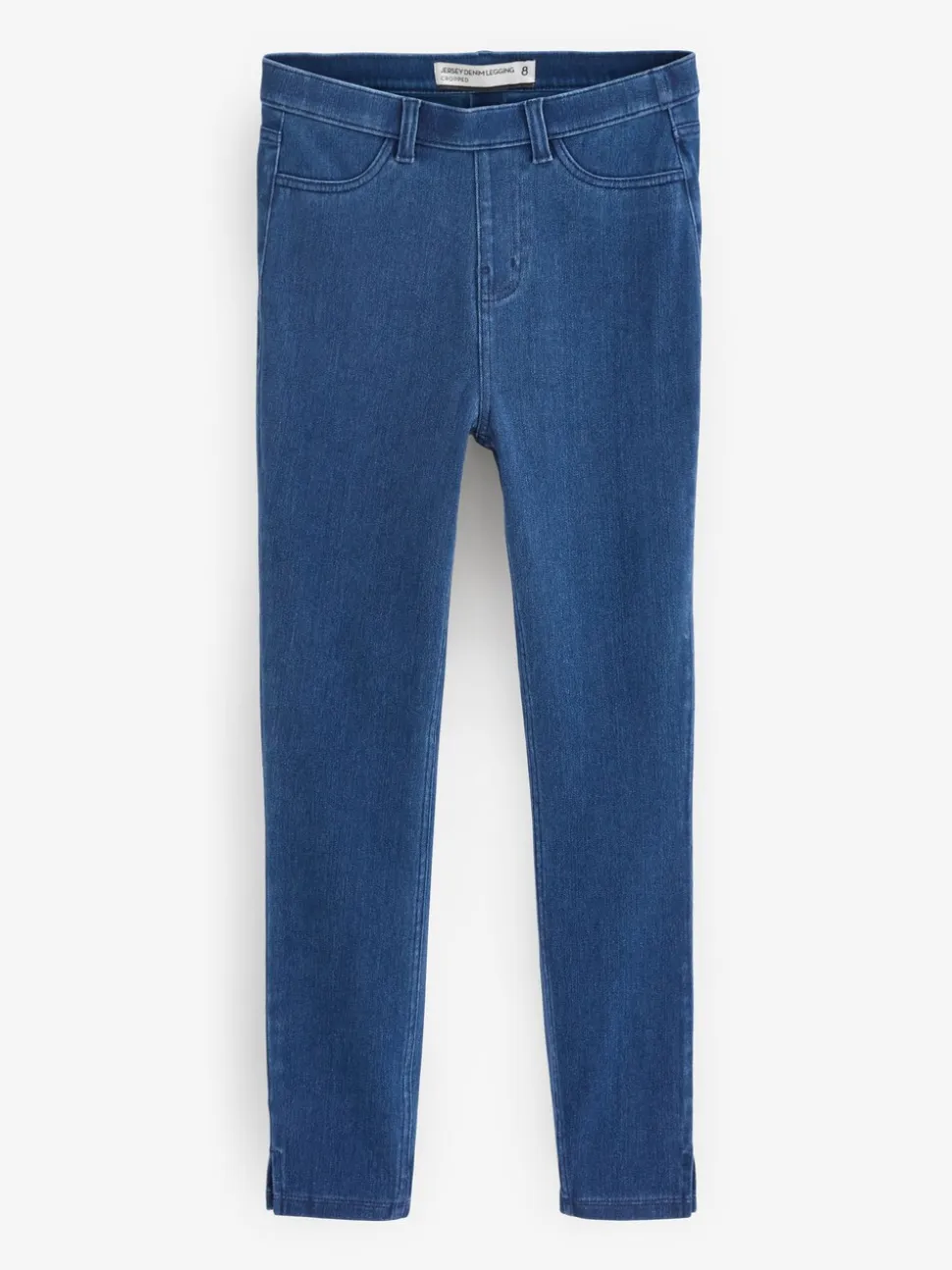 Donkerblauw met wassing - Cropped denim jersey legging