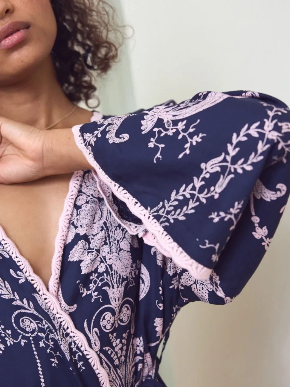 Donkerblauw/roze - Laura Ashley Josette badjas