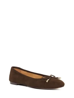 Donkerbruin - Dune London Highest Flexible Sole Contrast Leather Ballerina Flats