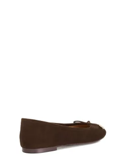 Donkerbruin - Dune London Highest Flexible Sole Contrast Leather Ballerina Flats