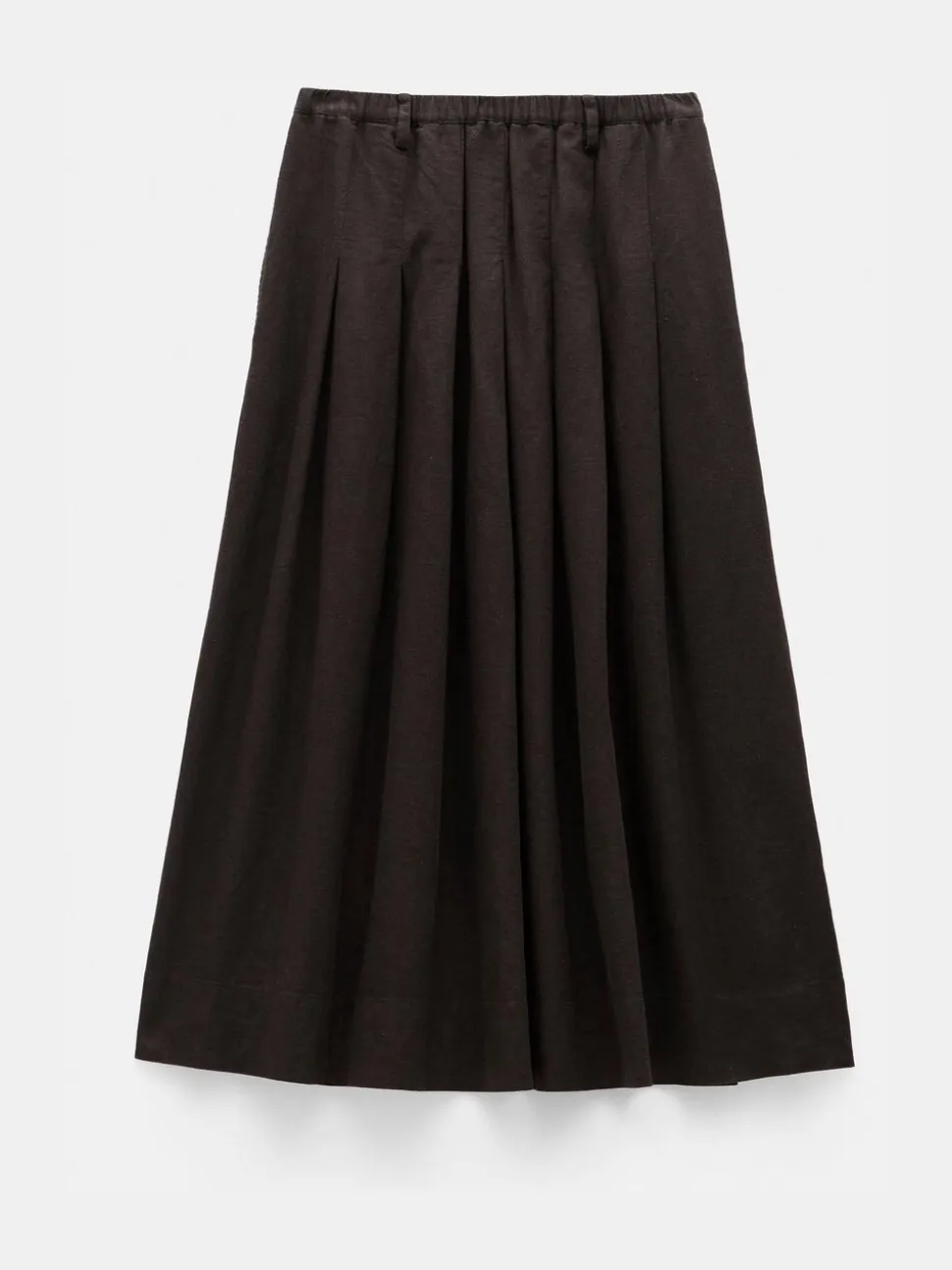 Donkerbruin - Hush Ivy Pleated Linen Blend Midi Skirt