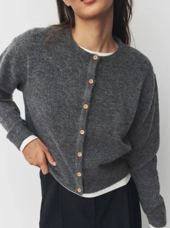 Donkergrijs - Gebreid vest met ronde hals